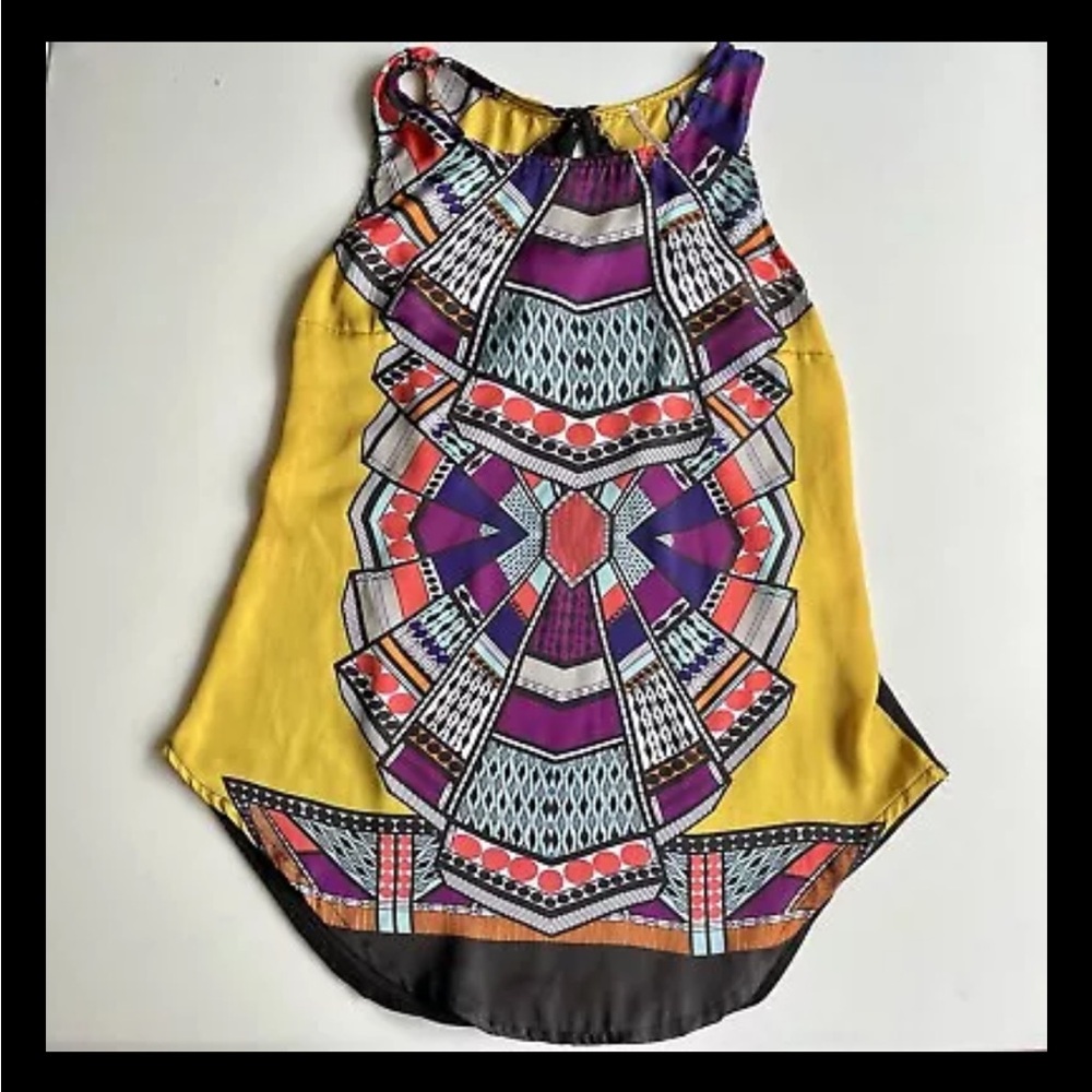 Nine 1 Eight Vivid Geometric Print Tank Style Womens Blouse - Size M